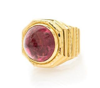 An 18 Karat Yellow Gold and Pink Tourmaline Ring, Andrew Clunn, 21.30 dwts.