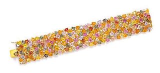 An 18 Karat Yellow Gold, Multi Color Sapphire and Diamond Bracelet, Michael Youssoufian, 46.00 dwts.