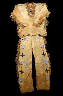 Metis Cree Beaded Scout Shirt & Pants c. 1870-1880