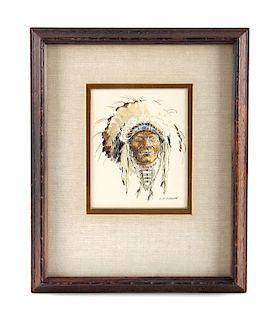 Original Robert Morgan Blackfoot Chief Painting
