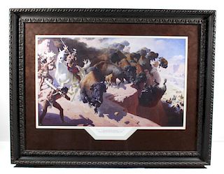 William R. Leigh - Buffalo Drive Framed Print