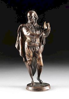A PATINATED BRONZE SCULPTURE OF WILLIAM SHAKESPEARE, MODERN,