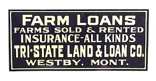 Original Westby Montana Farm Loan Sign Early 1900