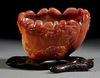 Agate Fishbowl with Wood Stand