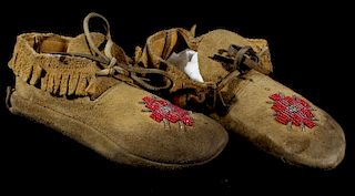 Sioux Native American Beaded Soft Sole Moccasins