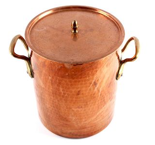 Hand Hammered French Copper/ Brass Stock Pot