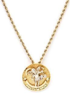 A 14 Karat Gold and Diamond Angel Pendant/Brooch, 26.60 dwts.