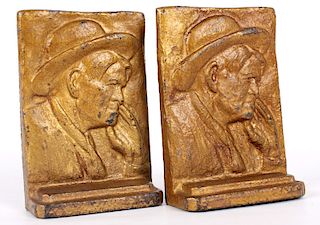 Vintage Charlie Russell Cast Iron Bookends