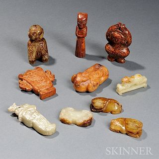 Ten Stone Miniature Figurines, Animals, and Ornaments
