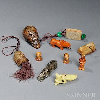 Ten Small Carved Stone Items