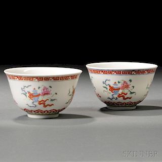 Pair of Famille Rose Tea Bowls