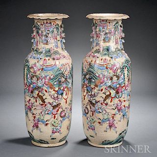 Pair of Large Famille Rose Vases
