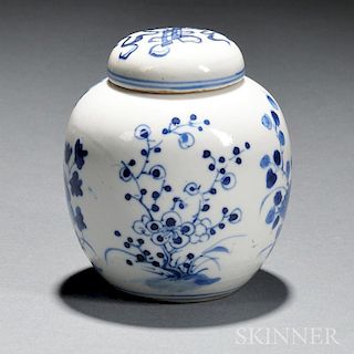 Small Blue and White Covered Jar