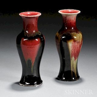 Pair of Flambe-glazed Vases