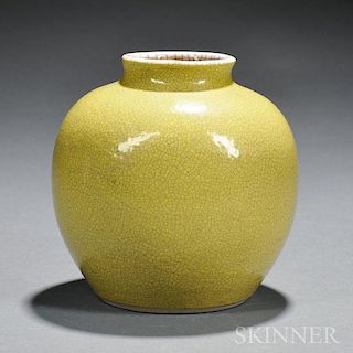 Yellow Crackle Vase