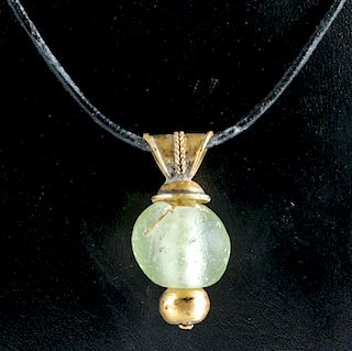 Beautiful Hellenistic Greek Gold / Glass Pendant, 8.4 g