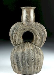 Early/Rare Chavin Pottery Stirrup Jar - Cactus Form