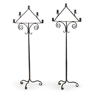 Pair of Wrought Iron Candelabras