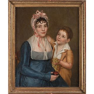 French School, Portrait of Napoleon's Sister Caroline and her Son Achille 