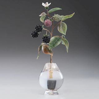 Faberge-style Rock Crystal Vase, Raspberries