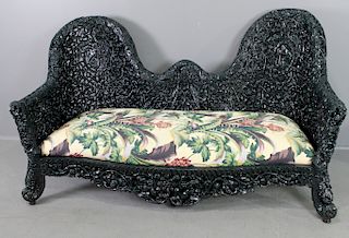 Burmese Pierce Carved Sofa, c. 1880-90s