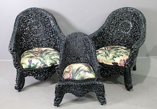 Set of Three Burmese Armchairs