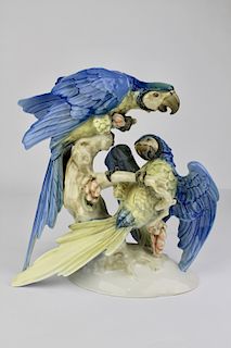 Hutchenreuther Double Blue Parrots Figurine
