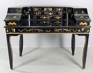 Chinese Black Lacquered Writing Desk