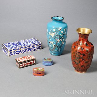 Group of Cloisonne Boxes and Vases