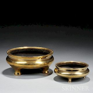 Two Large Polished Bronze Censers