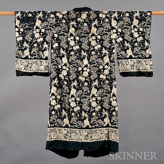 Black Silk Embroidered Kimono