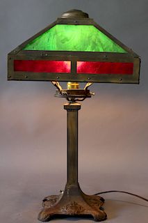 Arts & Crafts Slag Panel Table Lamp
