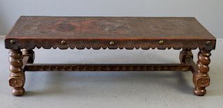 Peruvian Tooled Leather Bench
