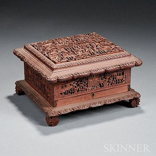 Carved Wood Majhong Box