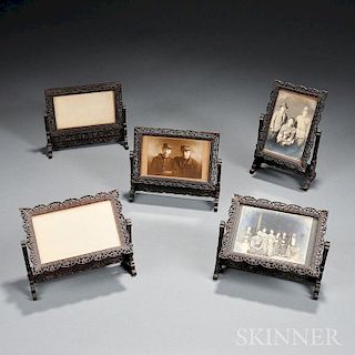 Five Carved Wood Export Photo Frames