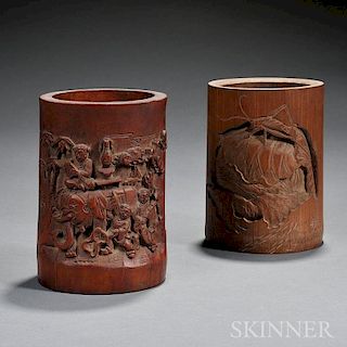 Two Bamboo Brush Pots