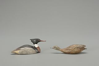 Miniature Wigeon Hen and Red Breasted Merganser, Al Glassford (b. 1927)