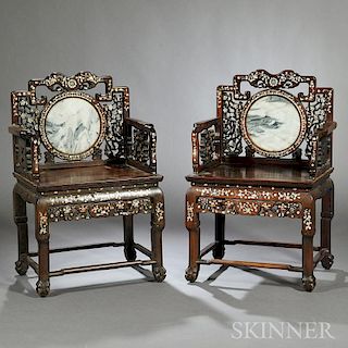 Pair of Inlaid Armchairs