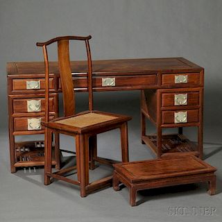 Pedestal Desk, Side Chair, and Footrest