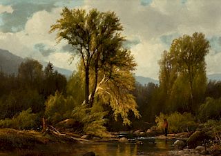 Joseph Antonio Hekking (1830-1903) Fishing in the Adirondacks