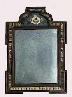 18THC. COURTING MIRROR WITH REVERSE PAINTED GLASS