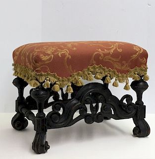 EARLY 18THC OR LATE 17TH C. STOOL W/ CARVED FRAME