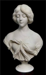 MARBLE BUST OF A BEAUTIFUL GIRL SGND A. CIPRIANI