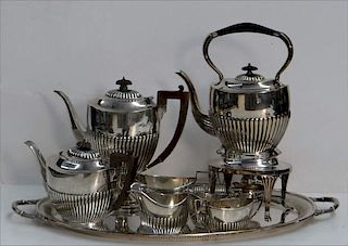 STERLING SILVER DOUBLE POTTED TEA SET