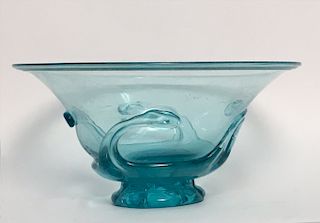 EARLY NEW JERSEY GLASS BOWL W/ LILY PAD BASE