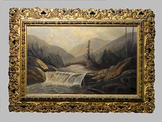 O/C "WATERFALL IN A MOUNTAIN LANDSCAPE" UNSGND