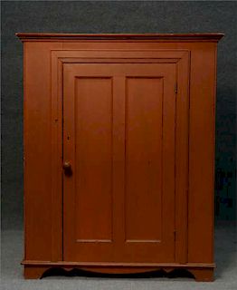 RED ONE DOOR CUPBOARD (67" T X 47" W X 16 3/4" D)