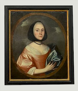 LATE 18THC. O/C PORTRAIT OF A YOUNG LADY