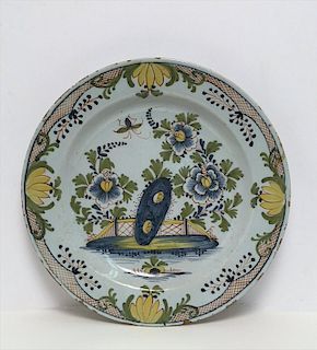 POLYCHROME DELFT CHARGER ENGLISH, LAMBETH