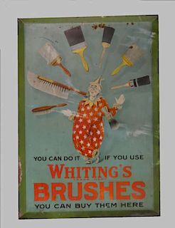 TIN LITHOGRAPH SIGN FOR WHITINGS BRUSHES